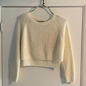 Ambiance Cream Cropped Crewneck Sweater